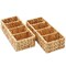 Casafield Set of 2 Water Hyacinth Divided Basket Organizers - Woven Bins for Bathroom, Bedroom, Laundry, Pantry, Shelves